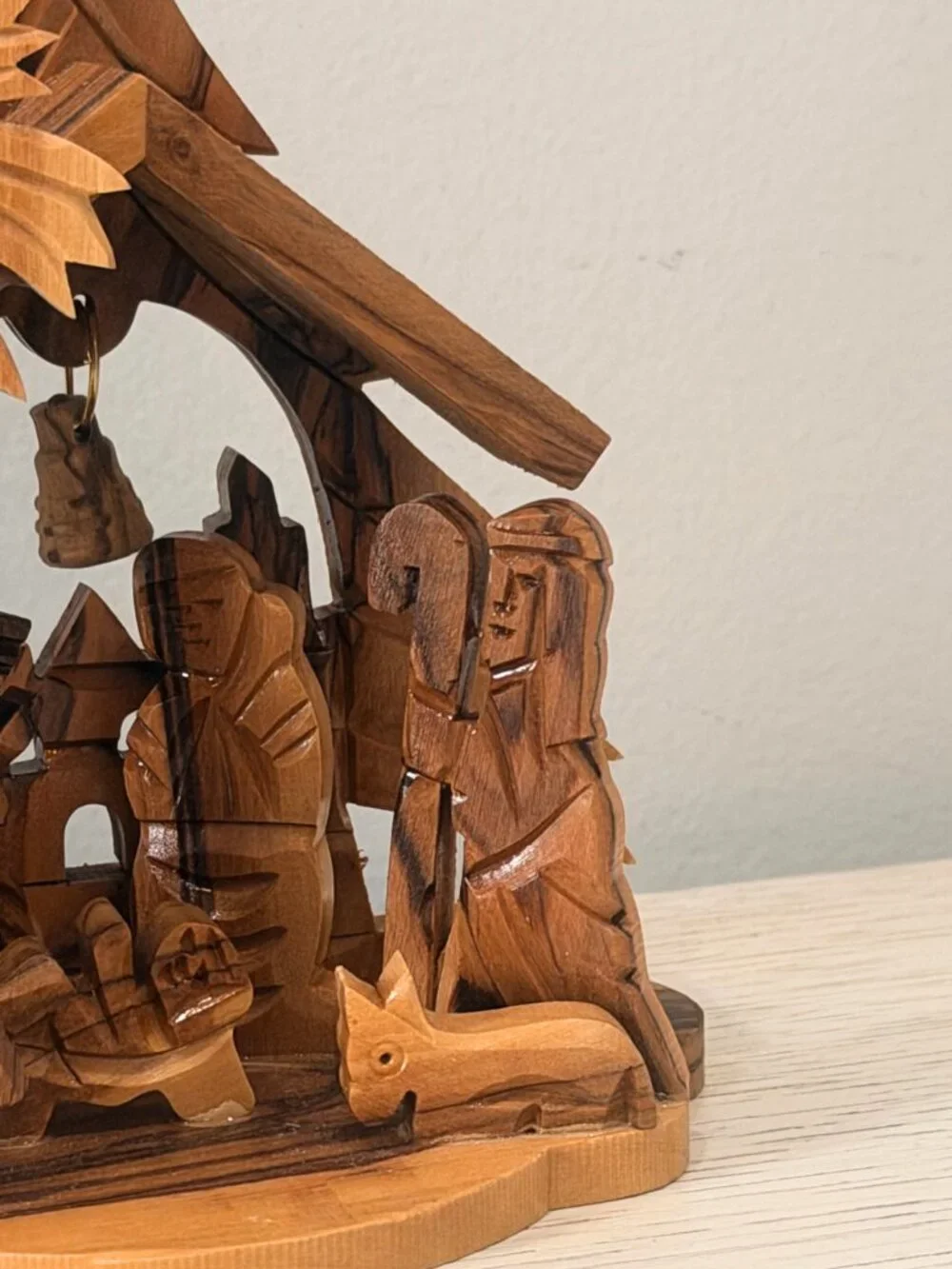 Vintage Olive Wood Nativity Set Handmade Carved in Bethlehem Israel Holy Family